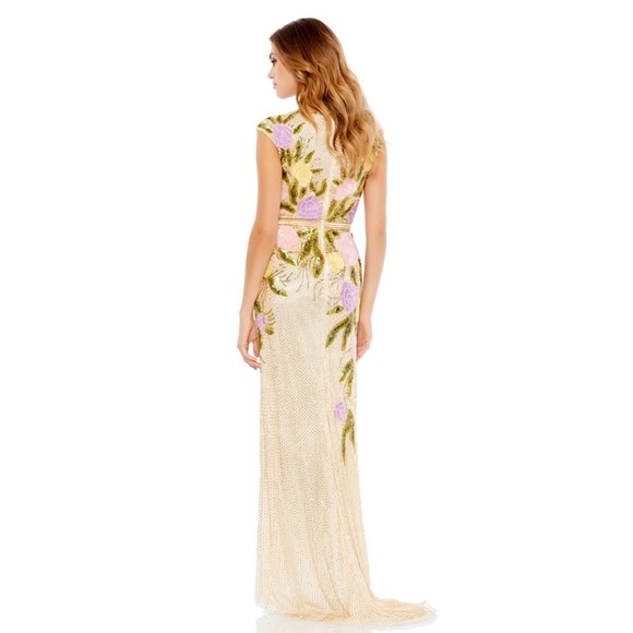 Mac Duggal 5420D Slit Skirt Floral Dress - Picture 3 of 3